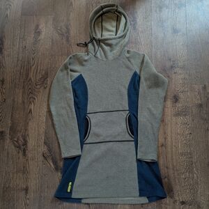 Melanzana Women's Micro Grid Dress - Grid Fleece Hoodie